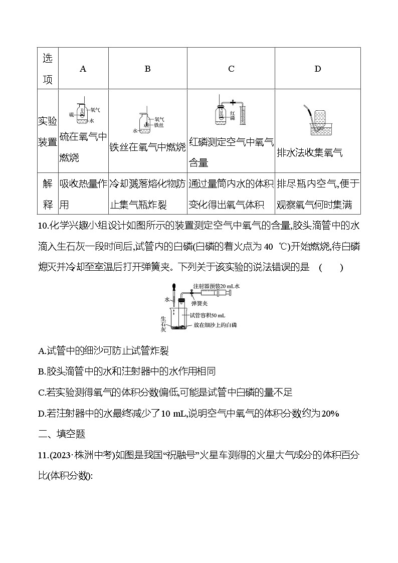 2023-2024 人教版化学 贵州中考一轮复习 板块一 第1讲　空气和氧气 提高练习 （学生版）第3页