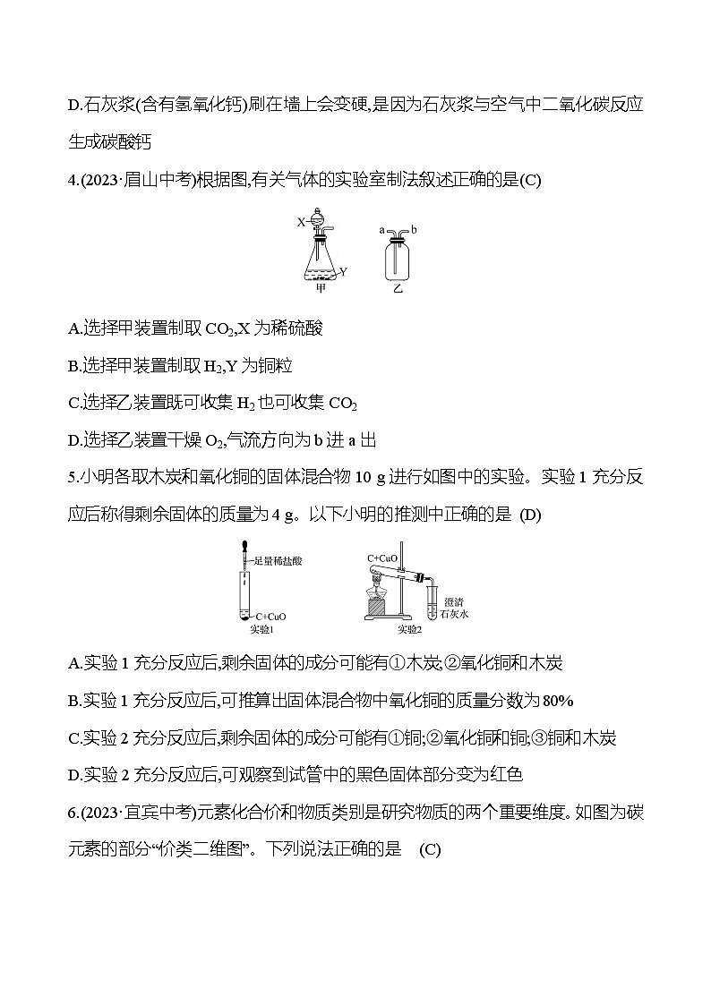 2023-2024 人教版化学 贵州中考一轮复习 板块一 第2讲　碳和碳的氧化物 提高练习02