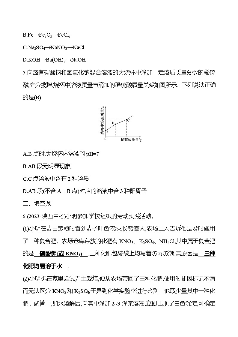 2023-2024 人教版化学 贵州中考一轮复习 板块一 第7讲　盐　化肥 提高练习02