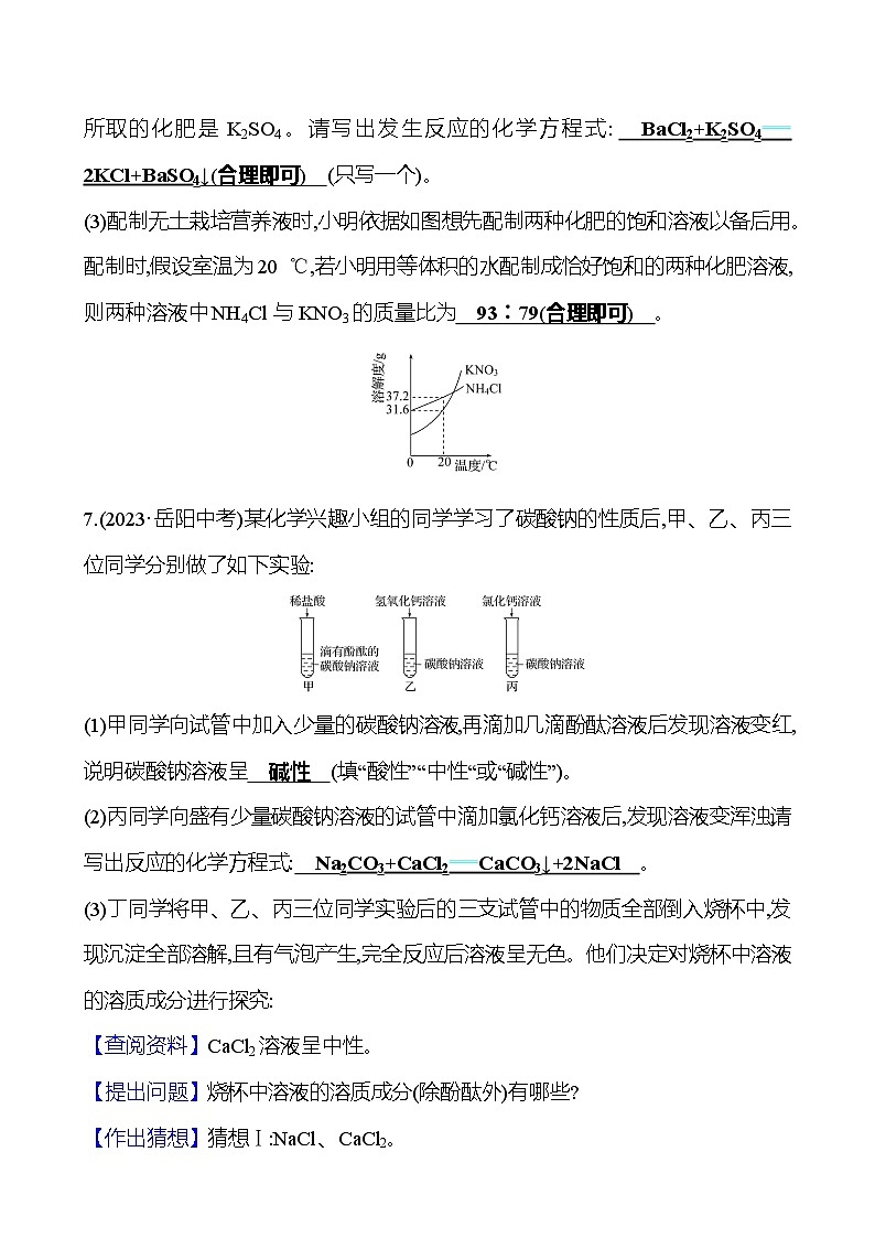 2023-2024 人教版化学 贵州中考一轮复习 板块一 第7讲　盐　化肥 提高练习03