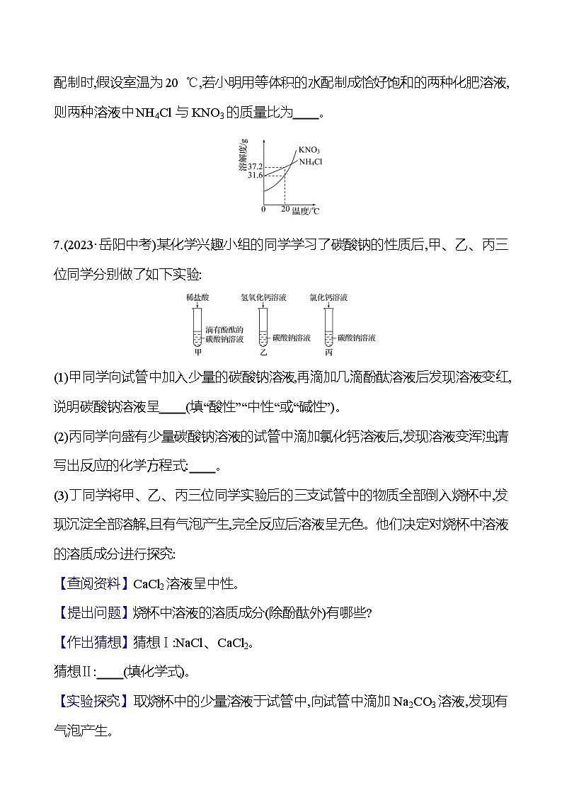 2023-2024 人教版化学 贵州中考一轮复习 板块一 第7讲　盐　化肥 提高练习03