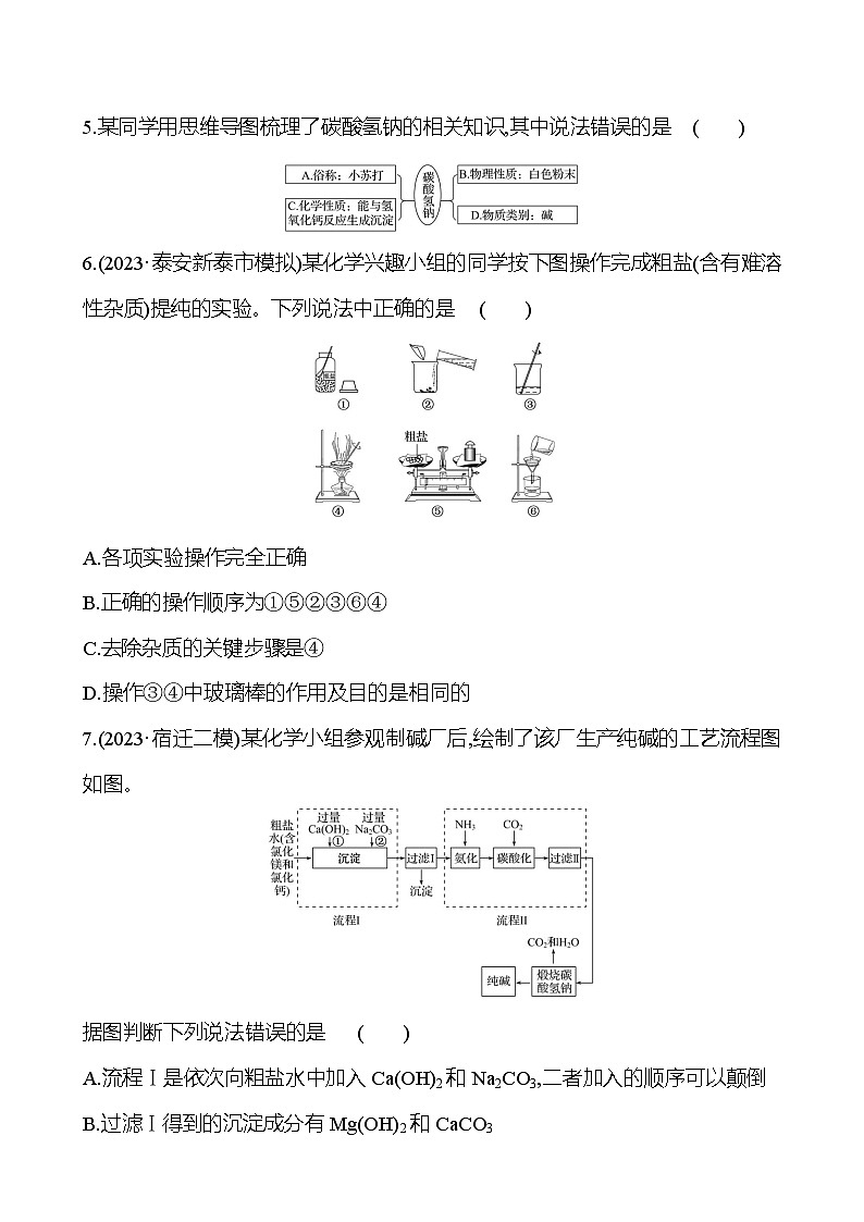2023-2024 鲁教版化学 中考一轮复习 第九单元　海水中的化学 提高练习 （学生版）第2页