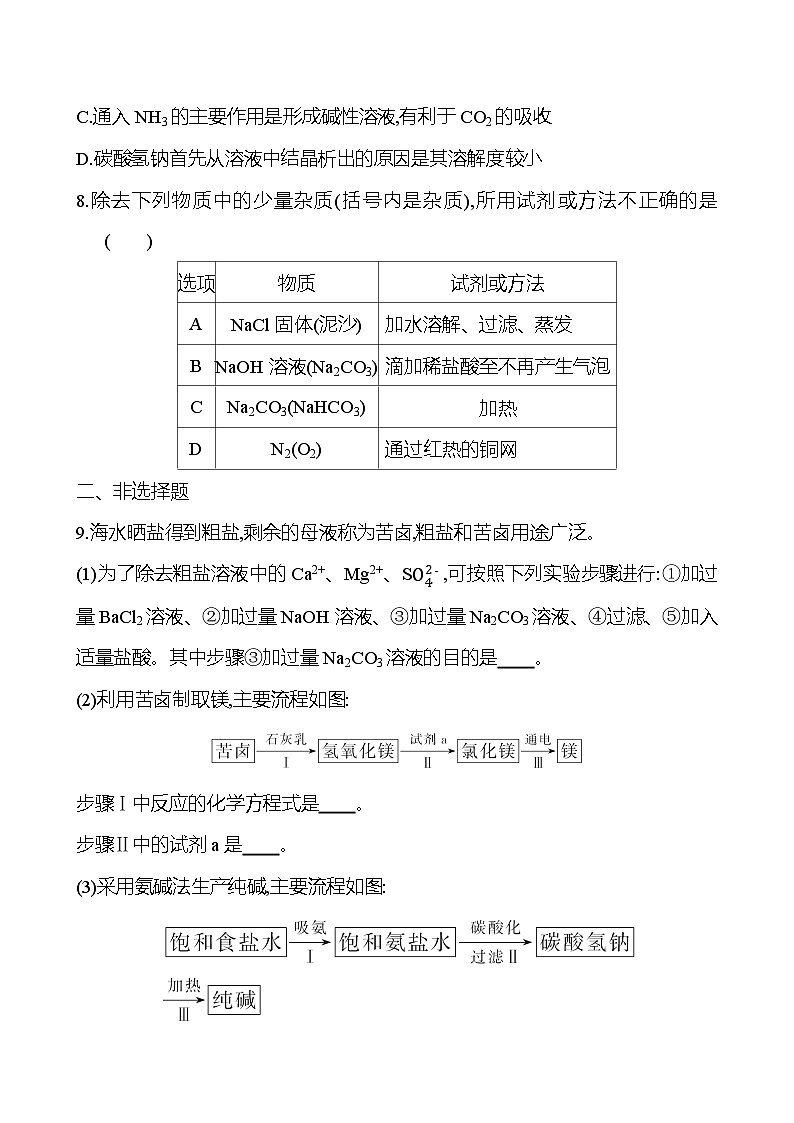 2023-2024 鲁教版化学 中考一轮复习 第九单元　海水中的化学 提高练习 （学生版）第3页