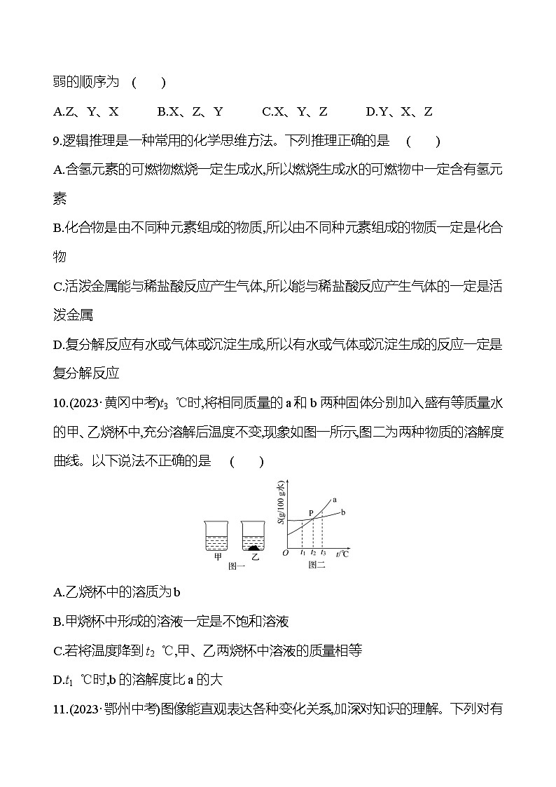 2023-2024 鲁教版化学 中考一轮复习 阶段综合检测（二） 提高练习 （学生版）第3页