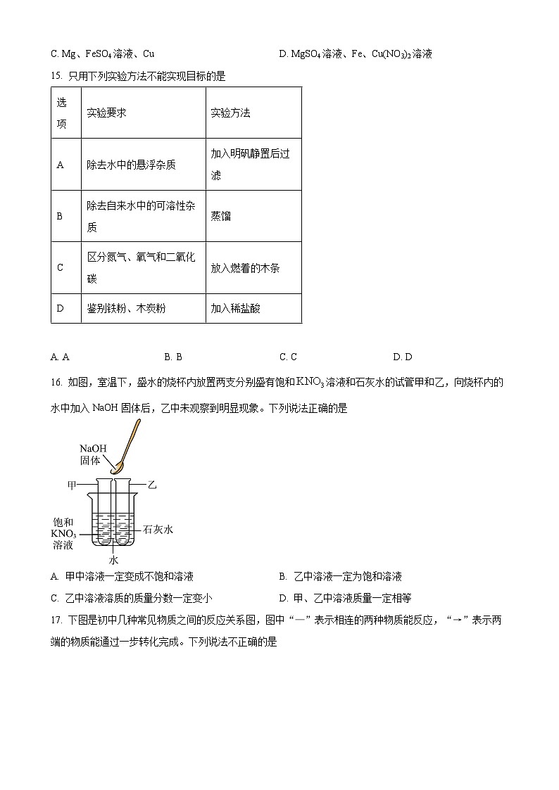 精品解析：2024年陕西省西安市陕西师范大学附属中学中考三模化学试题（原卷版）第3页