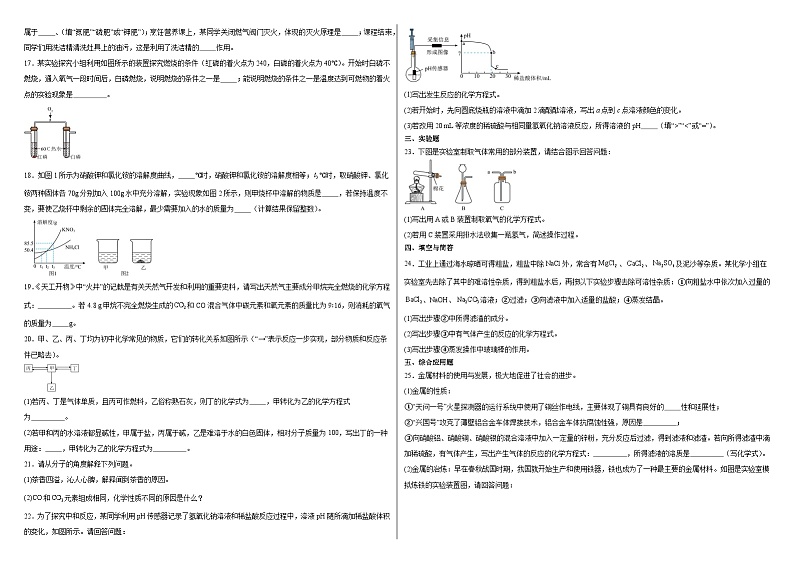 2024年河南省部分学校一模考试化学试题第2页