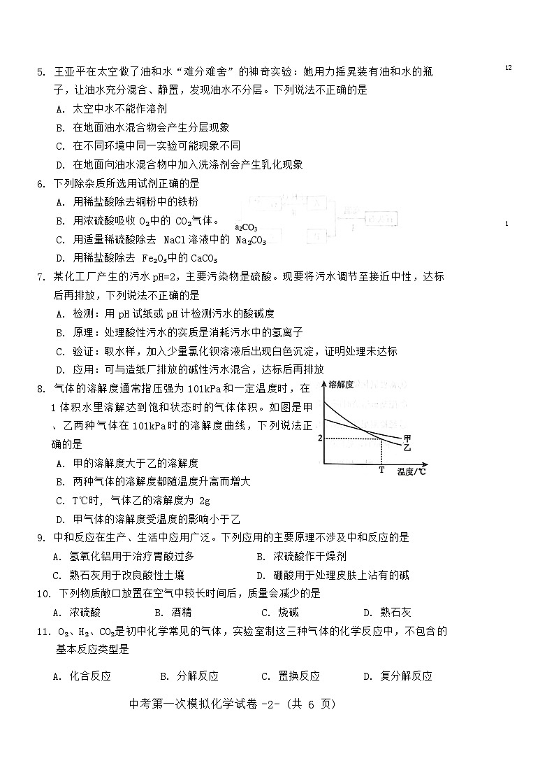 2024年湖南省常德市鼎城区中考一模化学试卷02