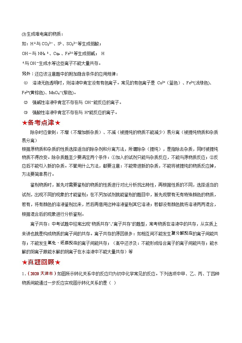 预测09  实验设计与评价，除杂题，检验，鉴别，共存-（原卷版）中考化学三轮冲刺过关（原卷版）第2页