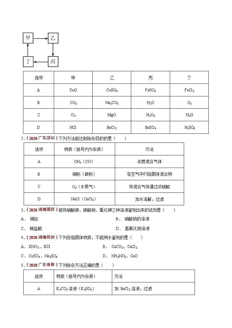 预测09  实验设计与评价，除杂题，检验，鉴别，共存-（原卷版）中考化学三轮冲刺过关（原卷版）第3页