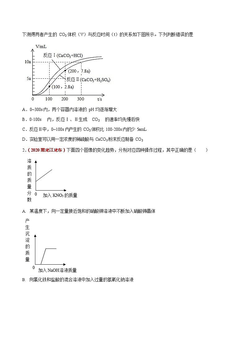 最新中考化学三轮冲刺过关  预测10  坐标、图像题02