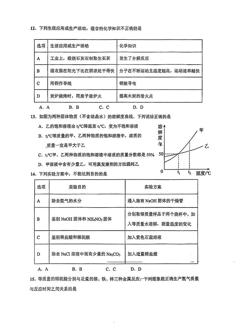 广东省梅州市梅县区2023-2024学年九年级下学期第一次月考化学试题第2页