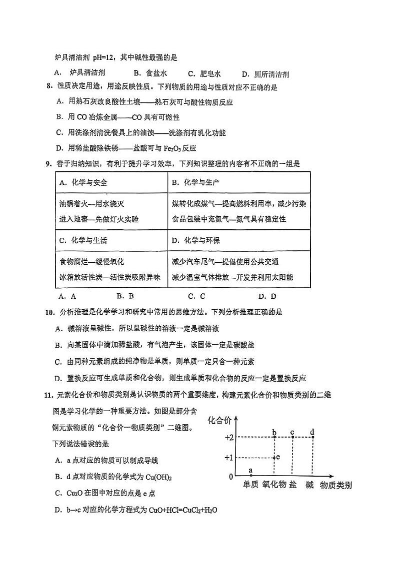 广东省梅州市梅县区2023-2024学年九年级下学期第一次月考化学试题第3页