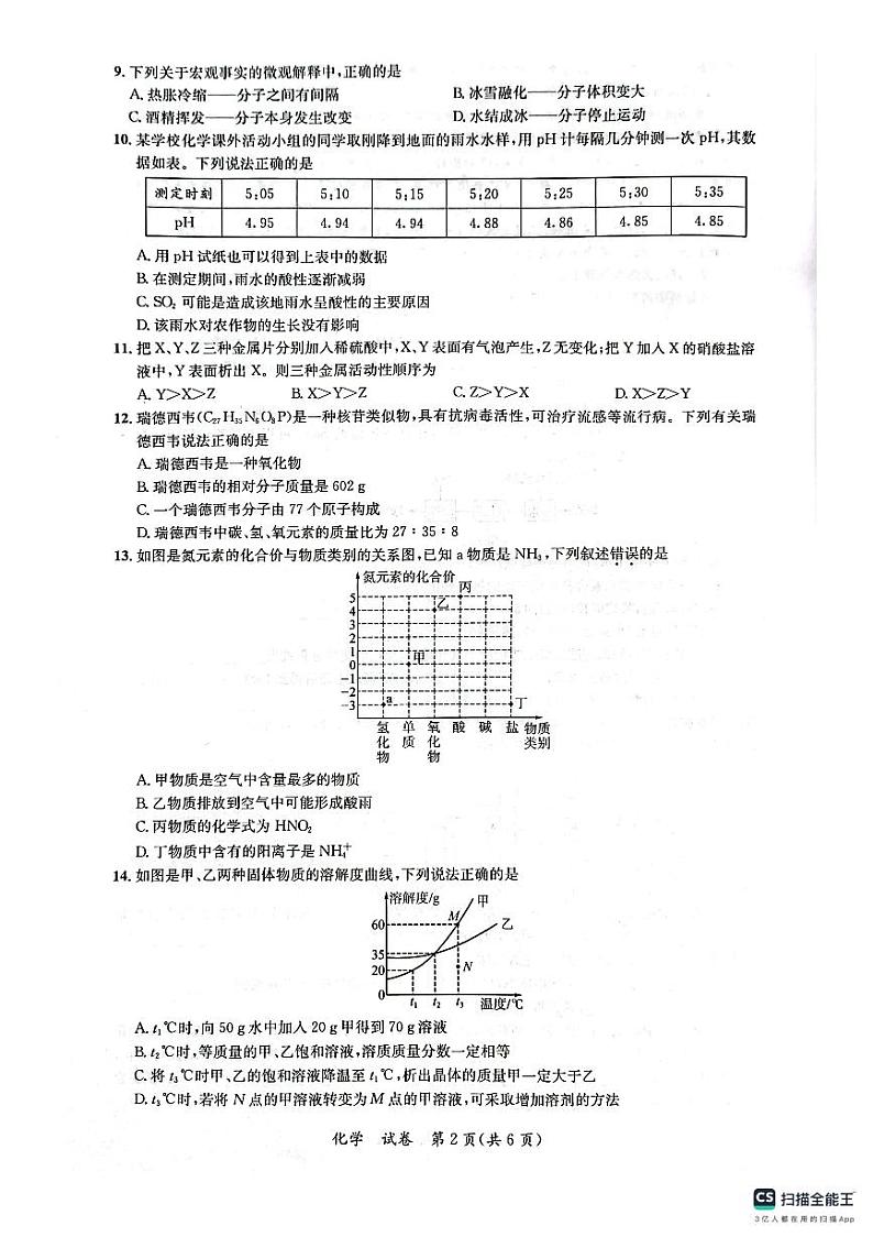广西贵港市2023-2024学年九年级上学期1月期末化学试题02