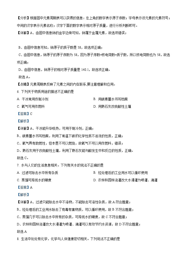 2022年内蒙古呼伦贝尔市中考化学真题（含解析）03