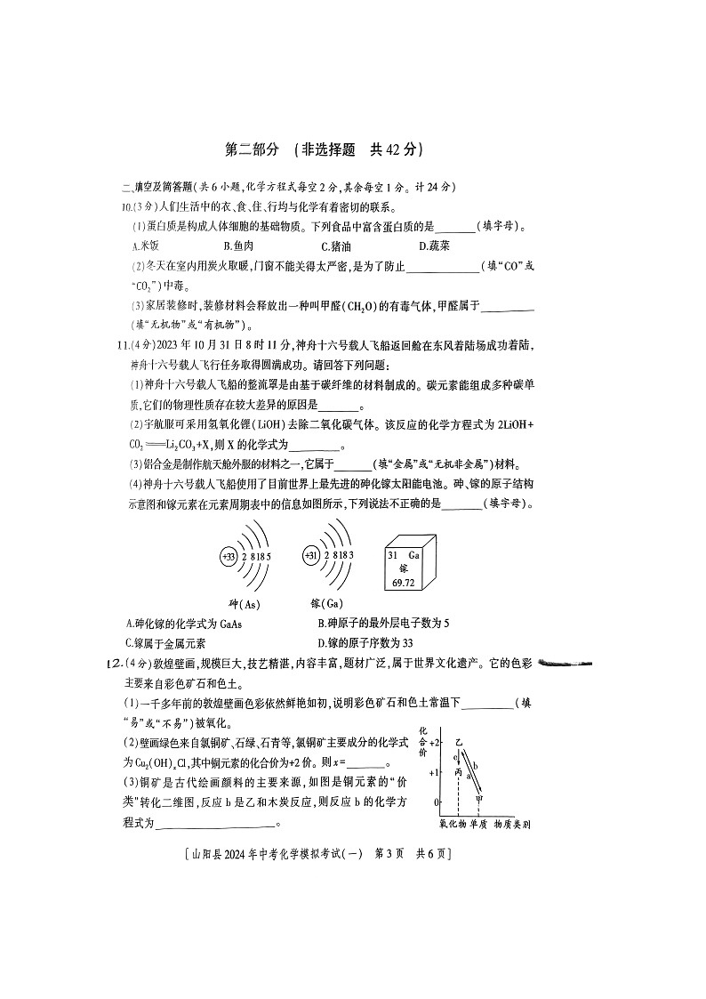 2024年陕西省商洛市山阳县一模化学试题A卷（图片版无答案）第3页