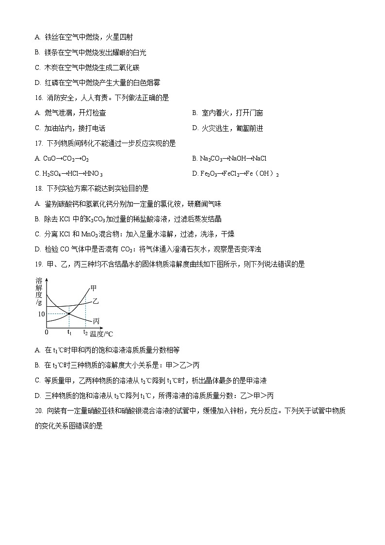 2024年广西桂林市部分学校中考一模化学试题（原卷版+解析版）03