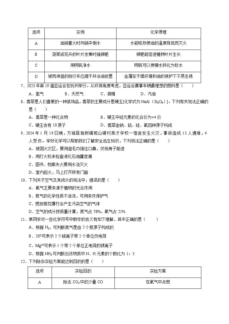 2024年中考第一次模拟考试题：化学（北京卷）（学生用）第2页