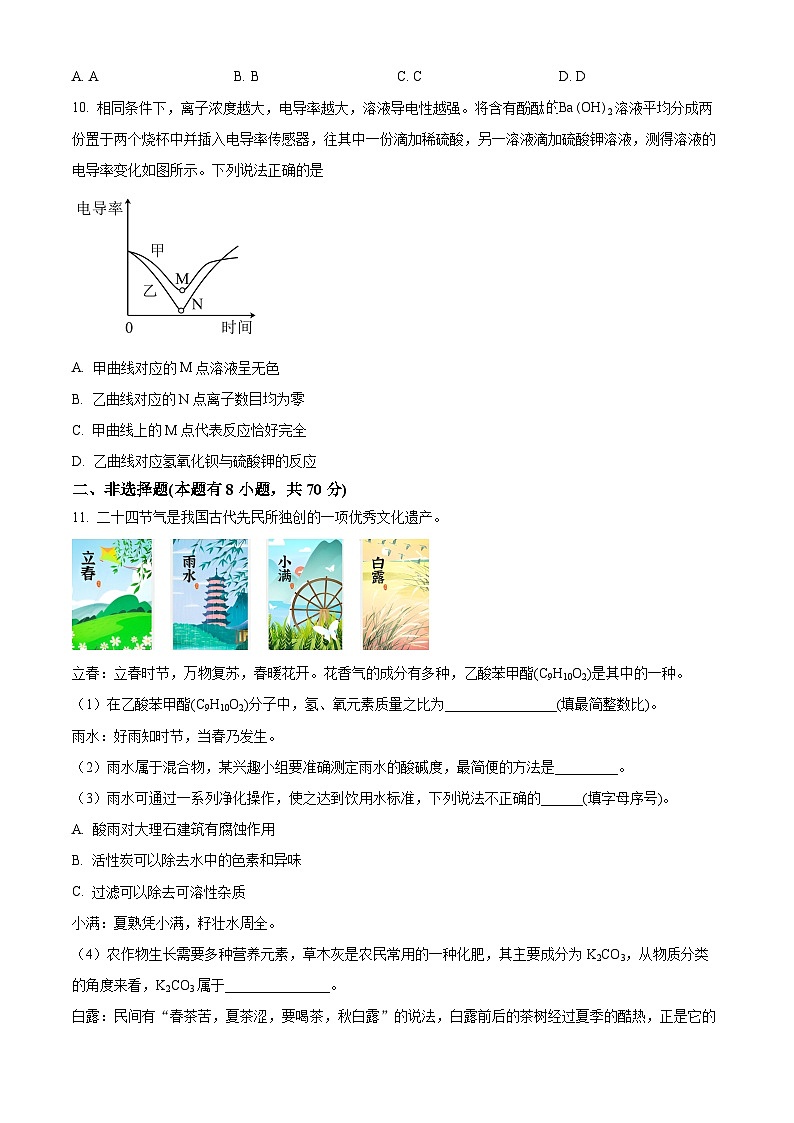 福建省福州市第十九中学2023-2024学年九年级下学期3月化学练习卷（原卷版+解析版）03