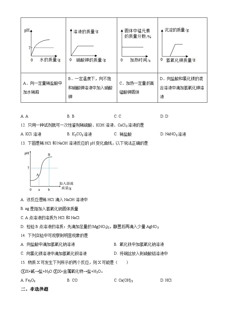 山东省日照市开发区中学2023-2024学年九年级下学期3月月考化学试卷（原卷版）第3页