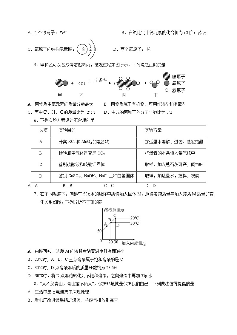 2024年中考第一次模拟考试题：化学（河北卷）（学生用）第2页