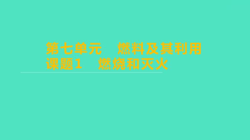 2023-2024学年九年级全一册化学人教版 第七单元　课题1　燃烧和灭火 课件第1页