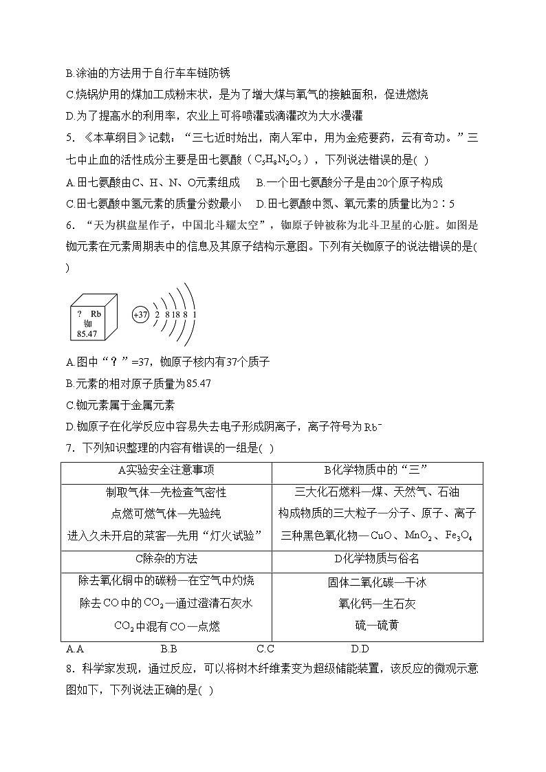 山东省菏泽市单县2024届九年级上学期期末质量检测化学试卷(含答案)第2页
