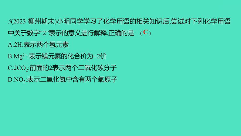 2023-2024学年九年级全一册化学人教版 进阶提升专项2　化学用语 课件第7页