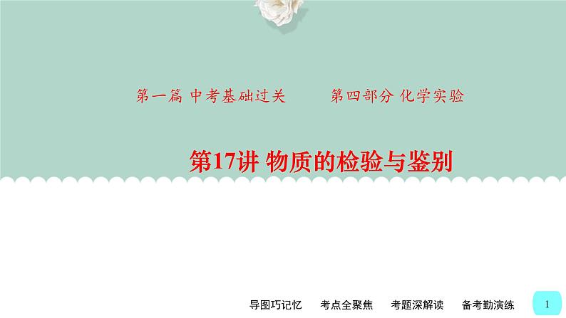 中考化学一轮复习基础过关课件第17讲 物质的检验与鉴别（含答案）01