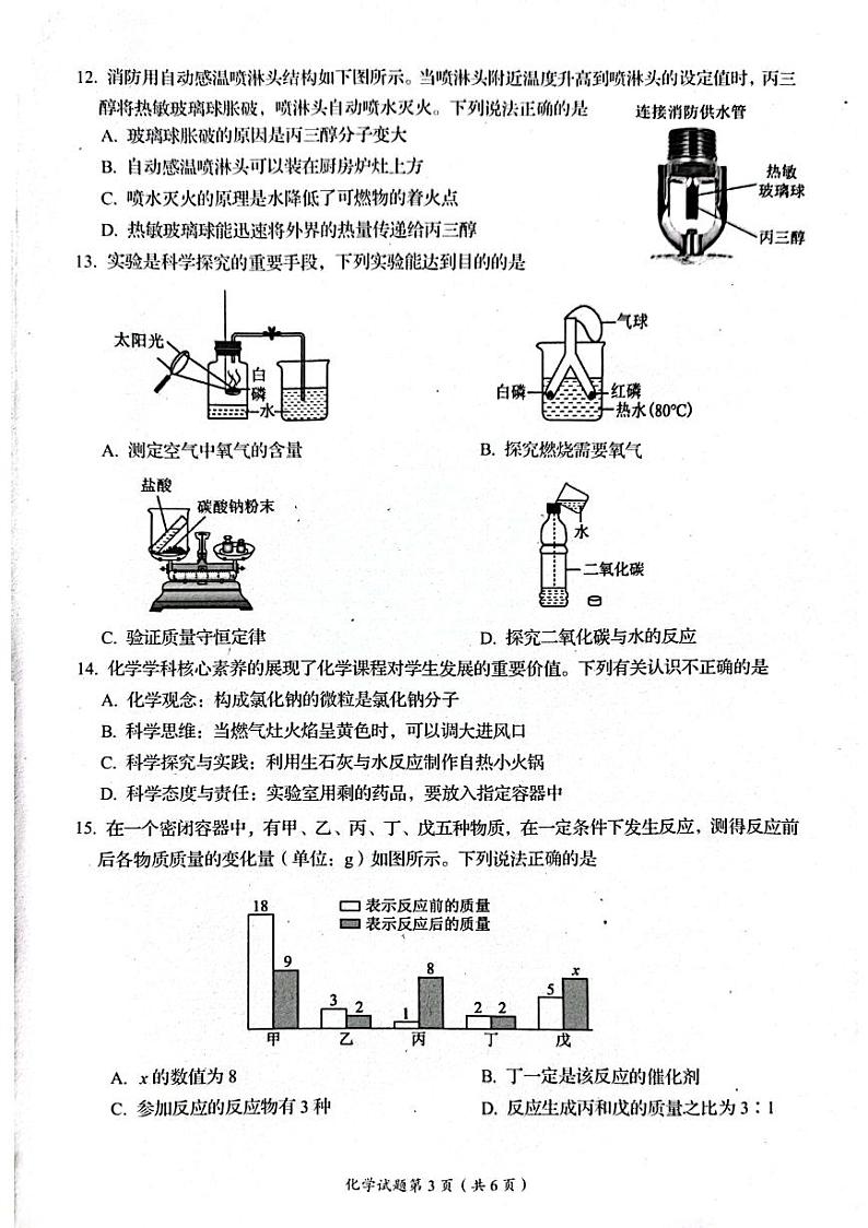 四川省自贡市2023-2024学年九年级上学期期末考试化学试题第3页