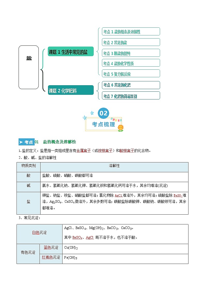 第十一单元 盐  化肥（考点清单）（讲+练）（解析版）第2页