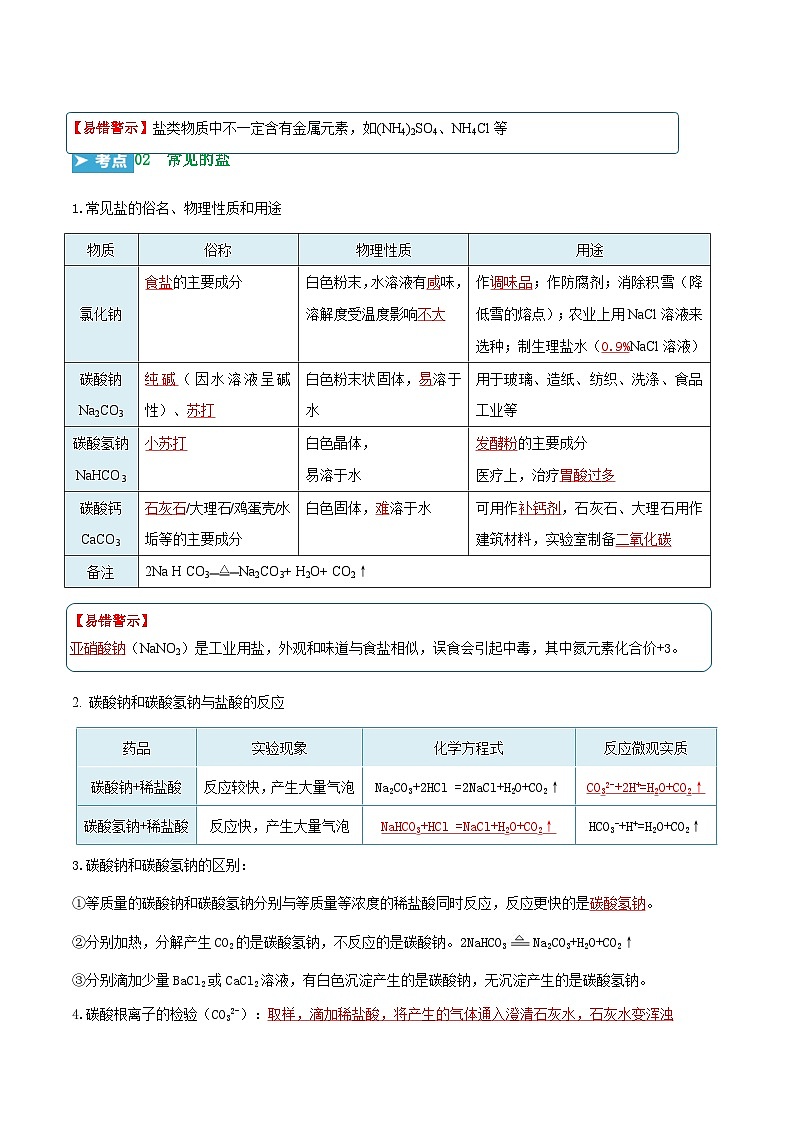 第十一单元 盐  化肥（考点清单）（讲+练）（解析版）第3页