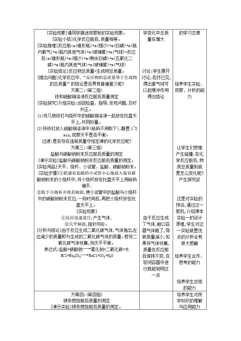 第五单元课题1质量守恒定律教案第2页