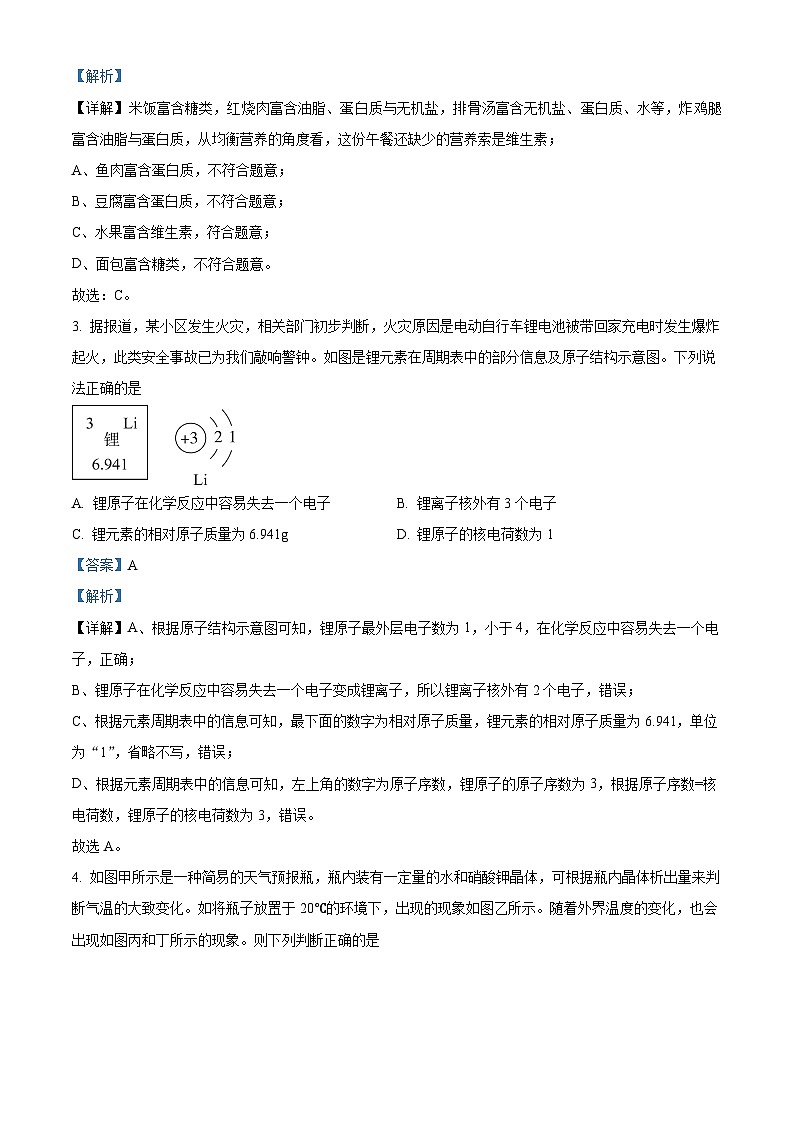 2024年山东省枣庄市峄城区第一次模拟考试化学试卷（解析版）02