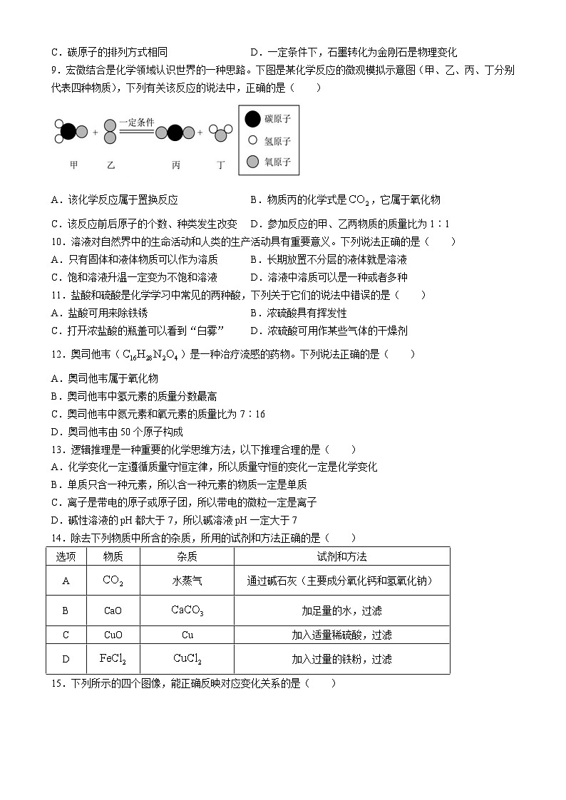 湖南省岳阳市岳阳县九校联考2023--2024学年九年级下学期第一次月考化学试卷02