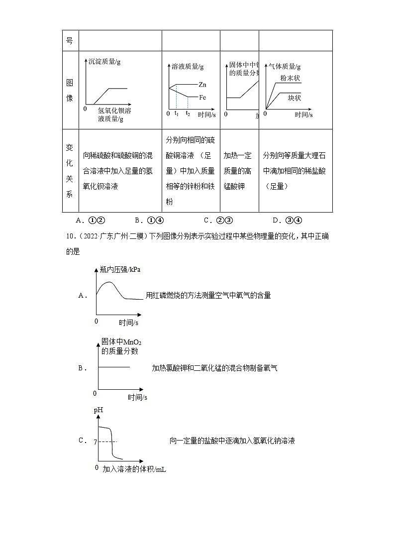 广东广州三年（2021-2023）中考化学模拟题分类汇编-20氧气03