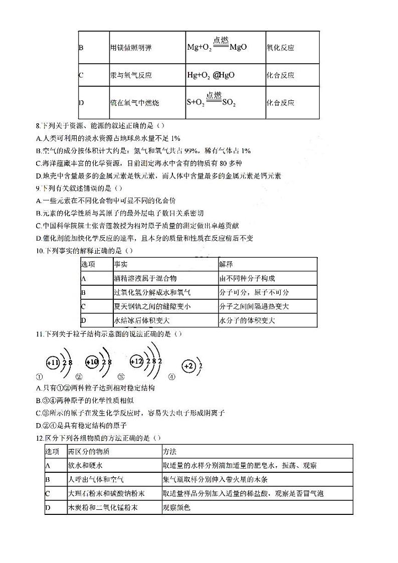 哈尔滨市巴彦县2023-2024学年下学期八年级三月月考化学试卷和答案03