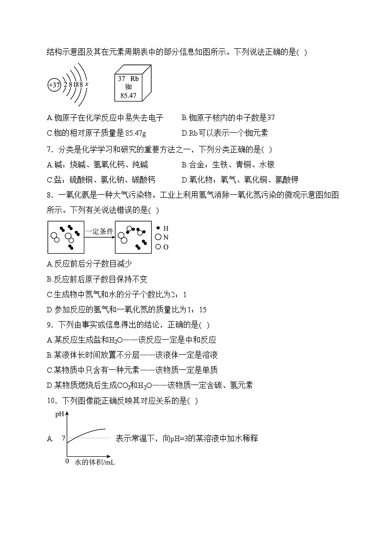 江西省赣州市大余县部分学校2023-2024学年九年级下学期3月联考化学试卷(含答案)第2页