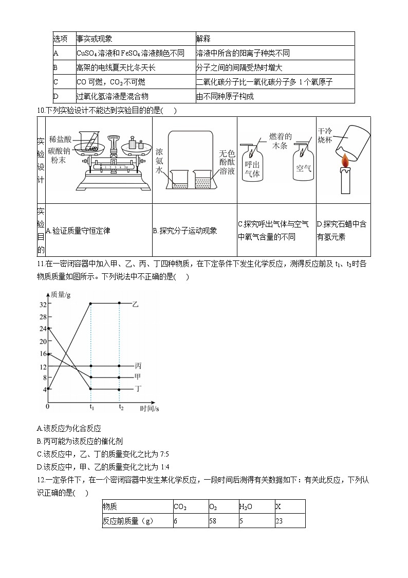 黑龙江省哈尔滨市第一一三中学2023-2024学年八年级下学期3月月考化学测试题第3页