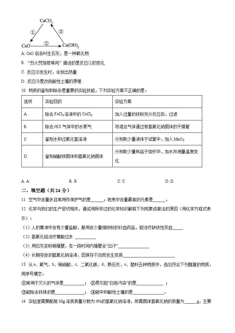 2024年甘肃省武威市凉州区武威第十六中学教研联片中考一模化学试题（原卷版+解析版）03
