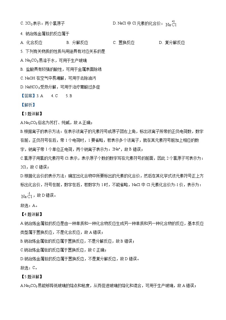 2024年江苏省连云港市东海县中考一模化学试卷（原卷版+解析版）02