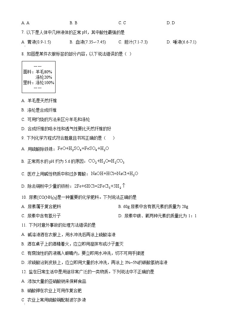 广东省江门市培英初级中学2023-2024学年九年级下学期3月月考化学试题（原卷版）第2页