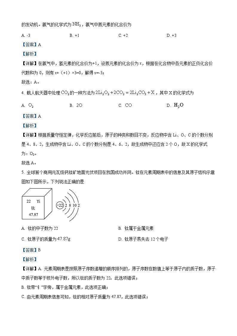 2024年山西省临汾市大宁县九年级下学期一模考试理综试题-初中化学（原卷版+解析版）02