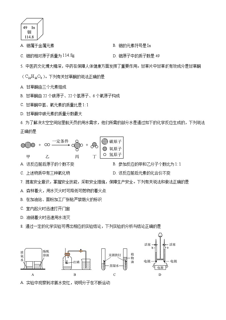 2024年山西省初中学业水平测试信息卷 理科综合-初中化学（原卷版+解析版）02