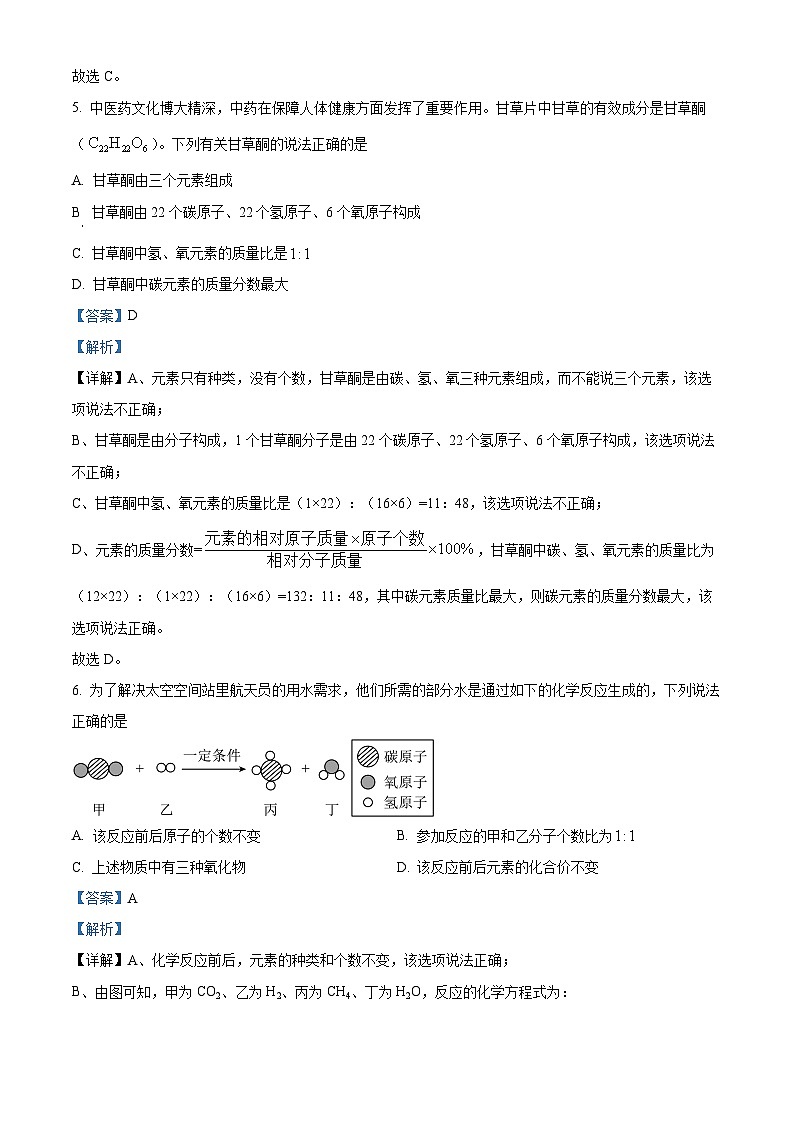 2024年山西省初中学业水平测试信息卷 理科综合-初中化学（原卷版+解析版）03