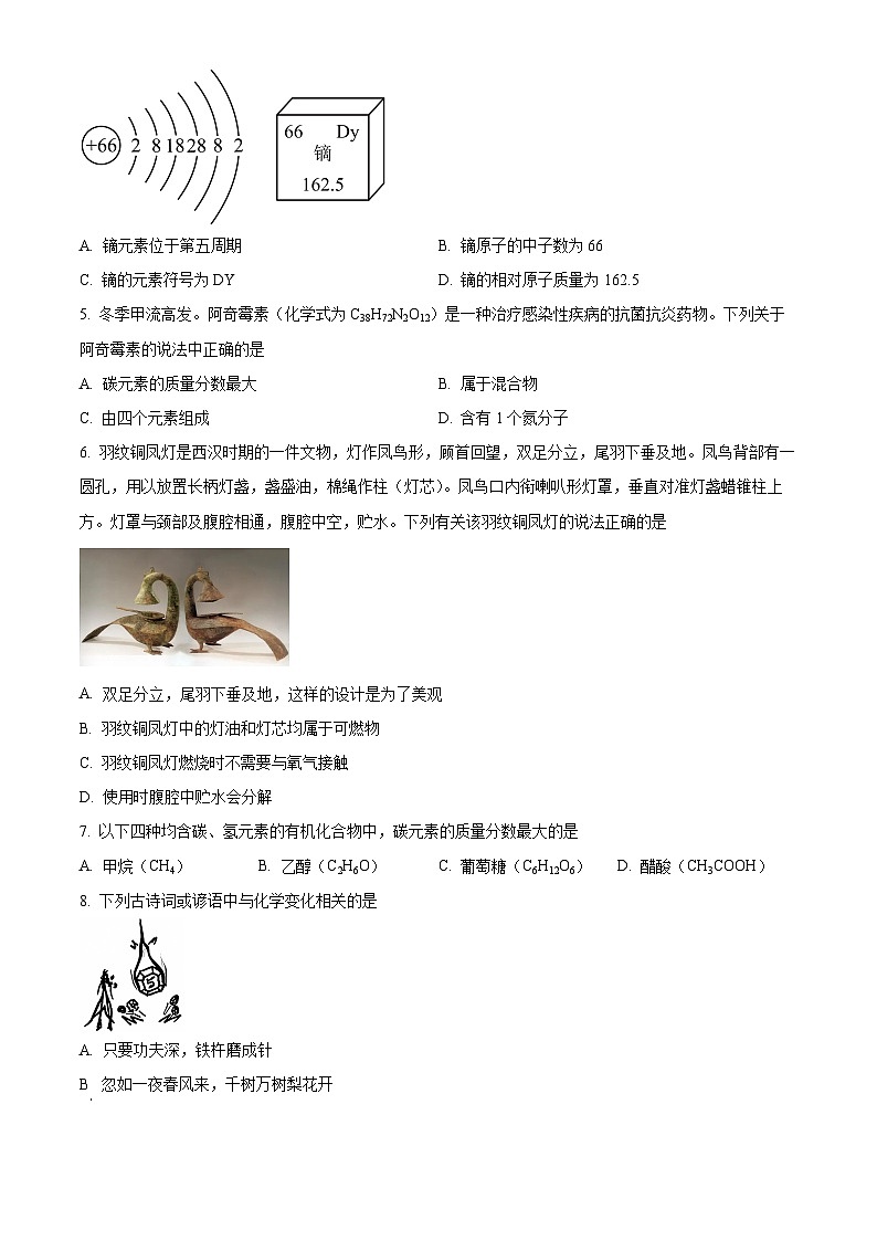 山西省晋城市泽州县2024年九年级中考一模理综试卷-初中化学（原卷版+解析版）02
