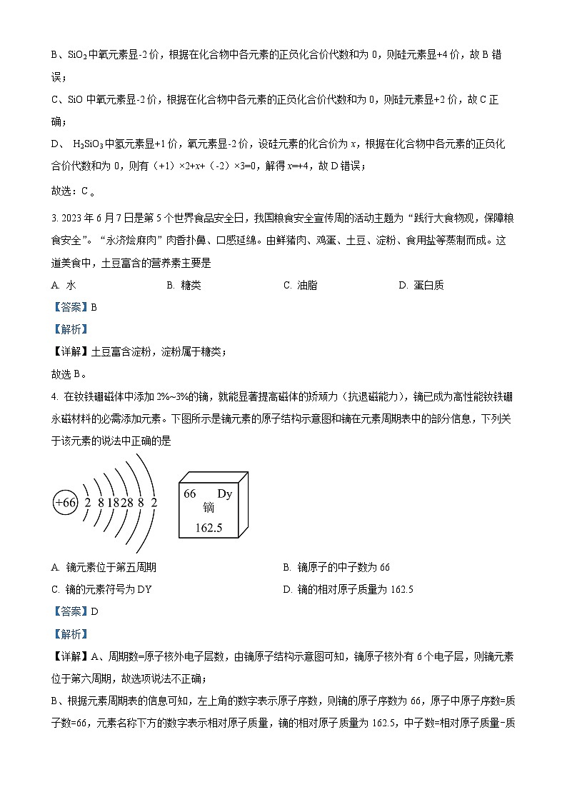 山西省晋城市泽州县2024年九年级中考一模理综试卷-初中化学（原卷版+解析版）02