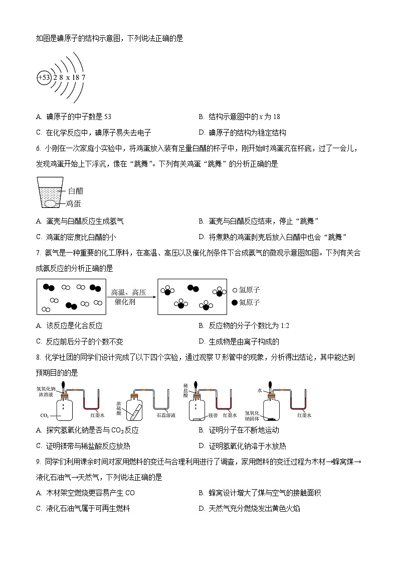 山西省吕梁市文水县多校2024年中考九年级一模理综试卷-初中化学（原卷版+解析版）02