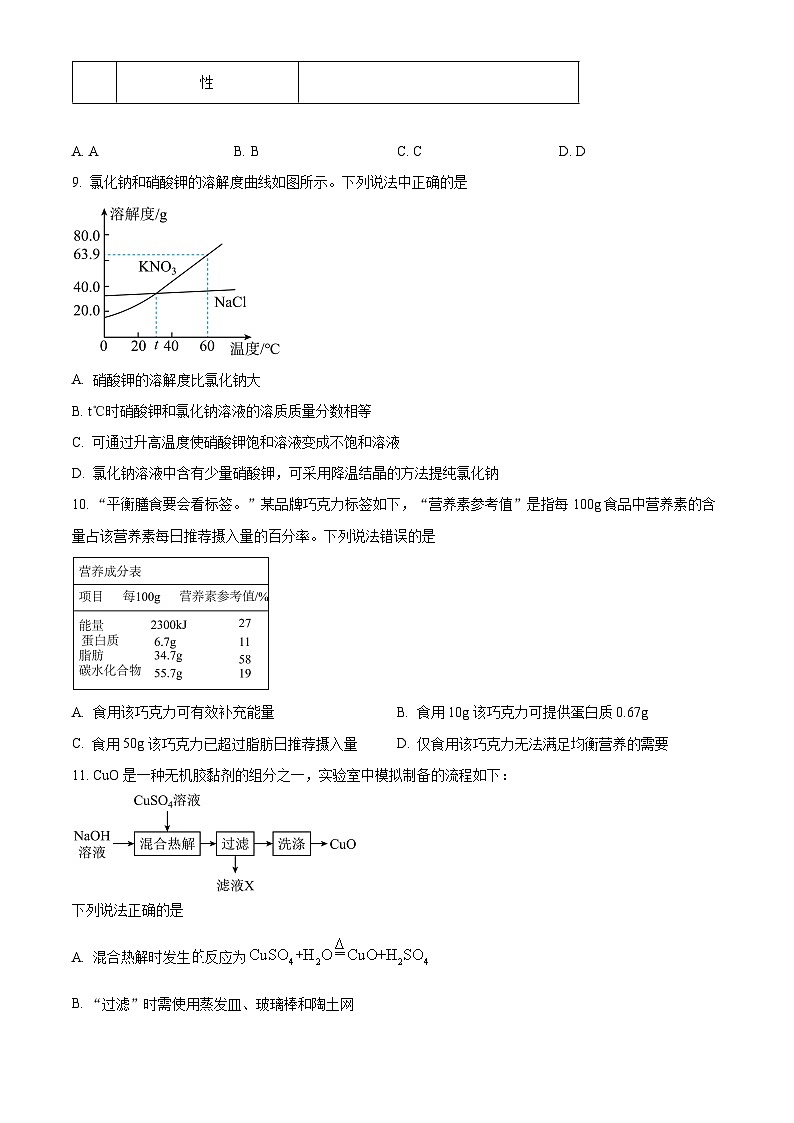 江苏省连云港市赣榆初级中学2023-2024学年九年级下学期4月月考化学试题（原卷版）第3页