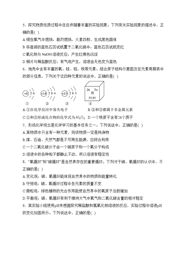 山东省济南市钢城区（五四制）2024届九年级上学期期末考试化学试卷(含答案)第2页