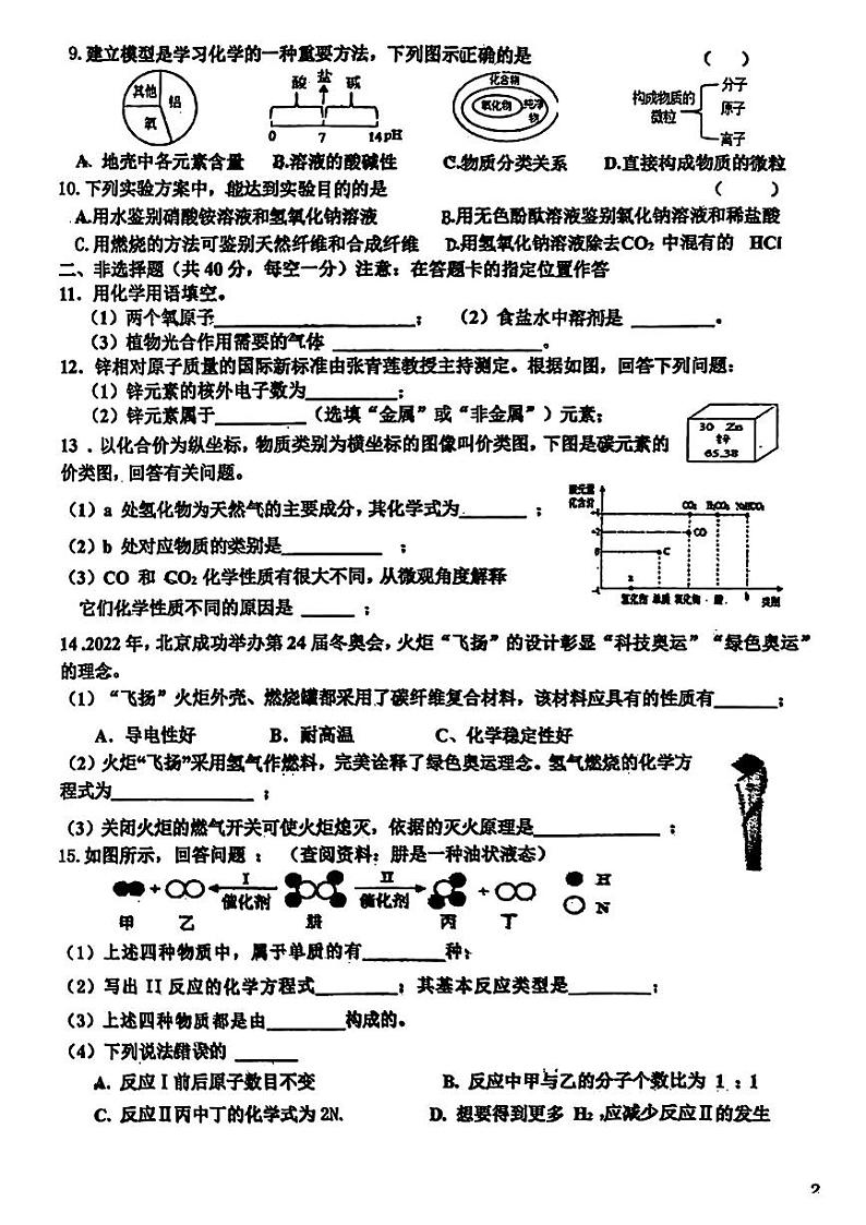 吉林省长春市东北师大附中（新城校区）2023-2024学年九年级下学期第一次月考化学试题第2页